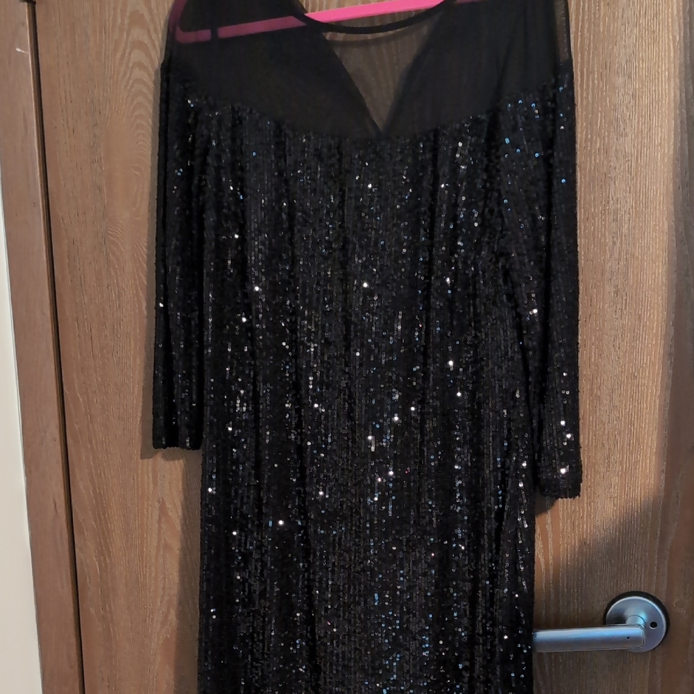 R & M Richards Black Sequin Gown